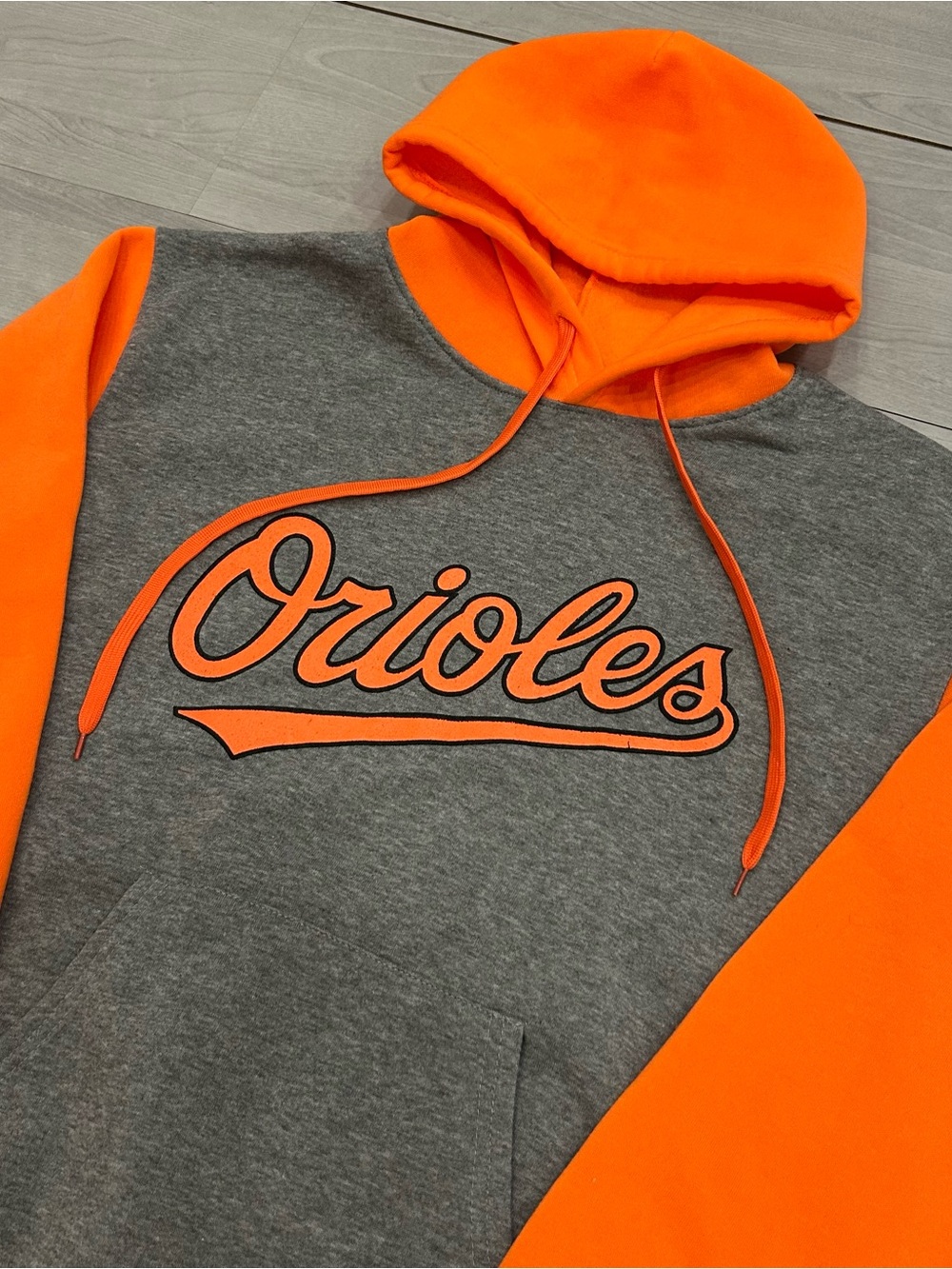 Baltimore Orioles Hoodie Adult Medium Gray Orange Pullover MLB Baseball